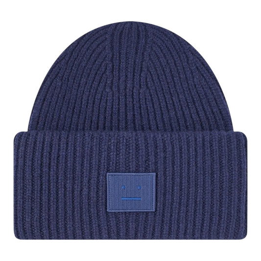 Acne Studios Navy Face Logo Wool Beanie