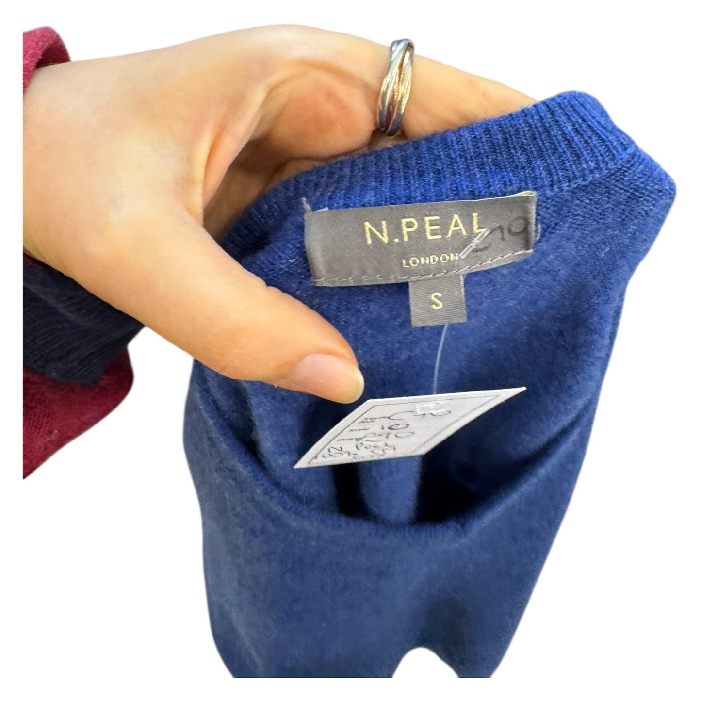 N. Peal Blue Cashmere V Neck Sweater - 10