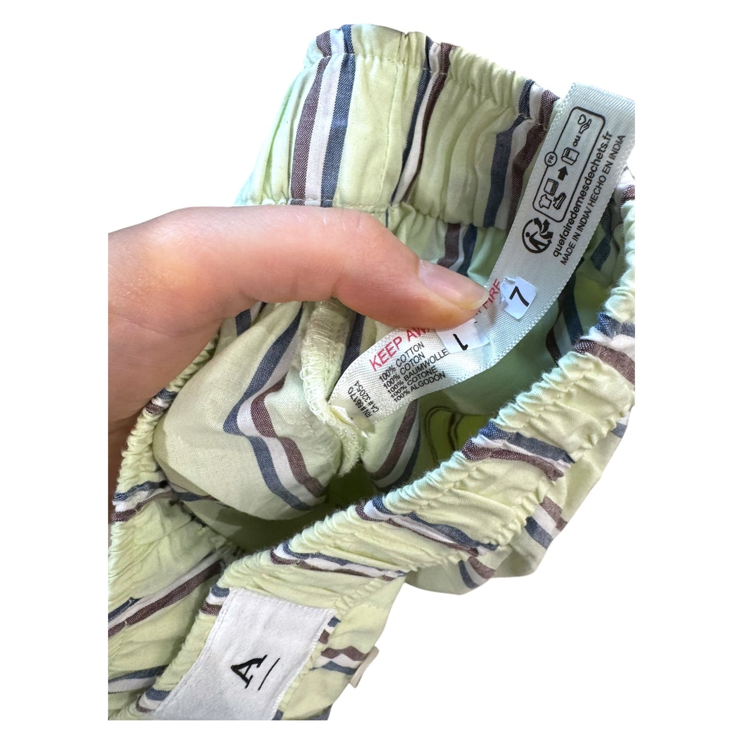 Anthropologie Green Stripe 100% Cotton Trousers