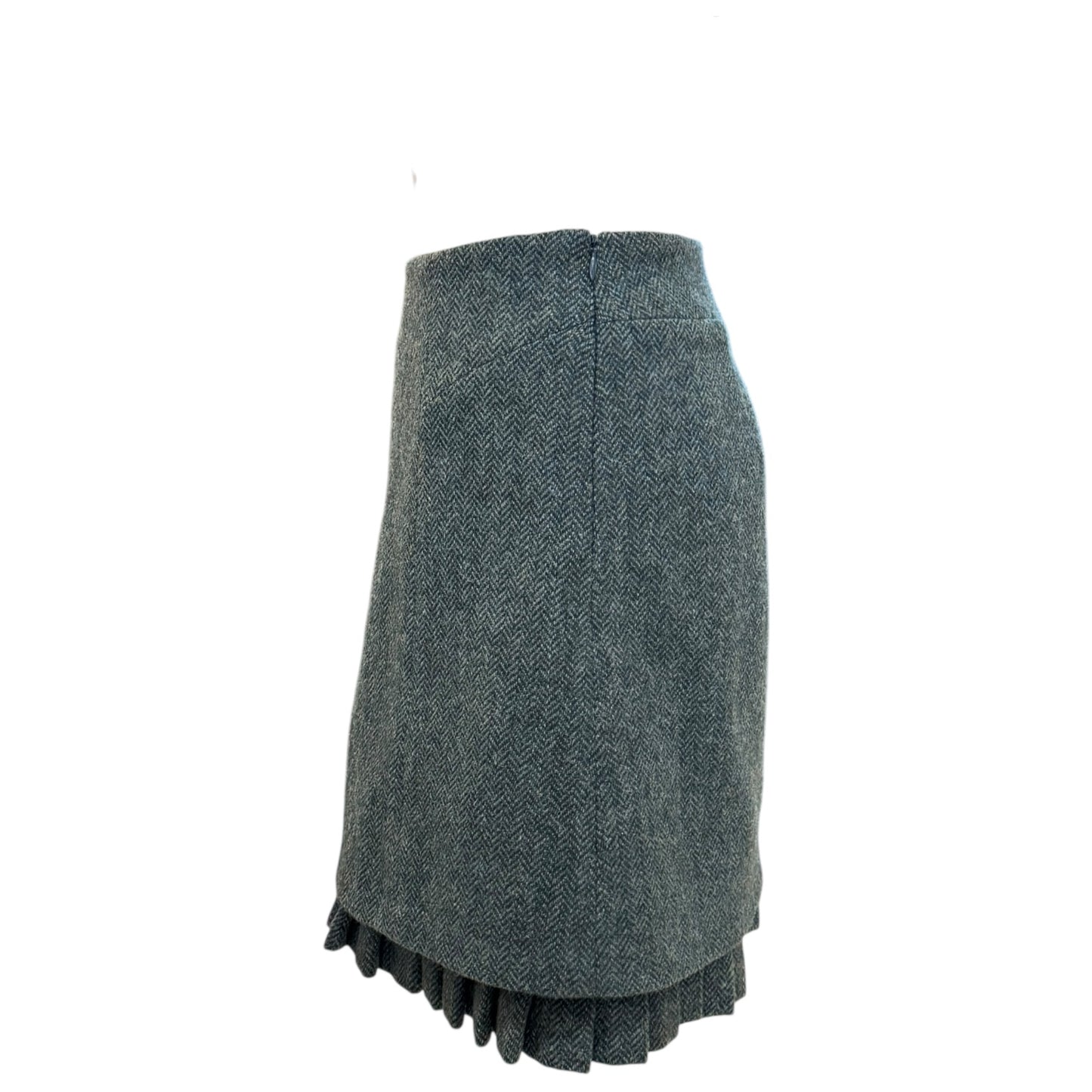 Jigsaw Teal Tweed Frill Hem Skirt - 10