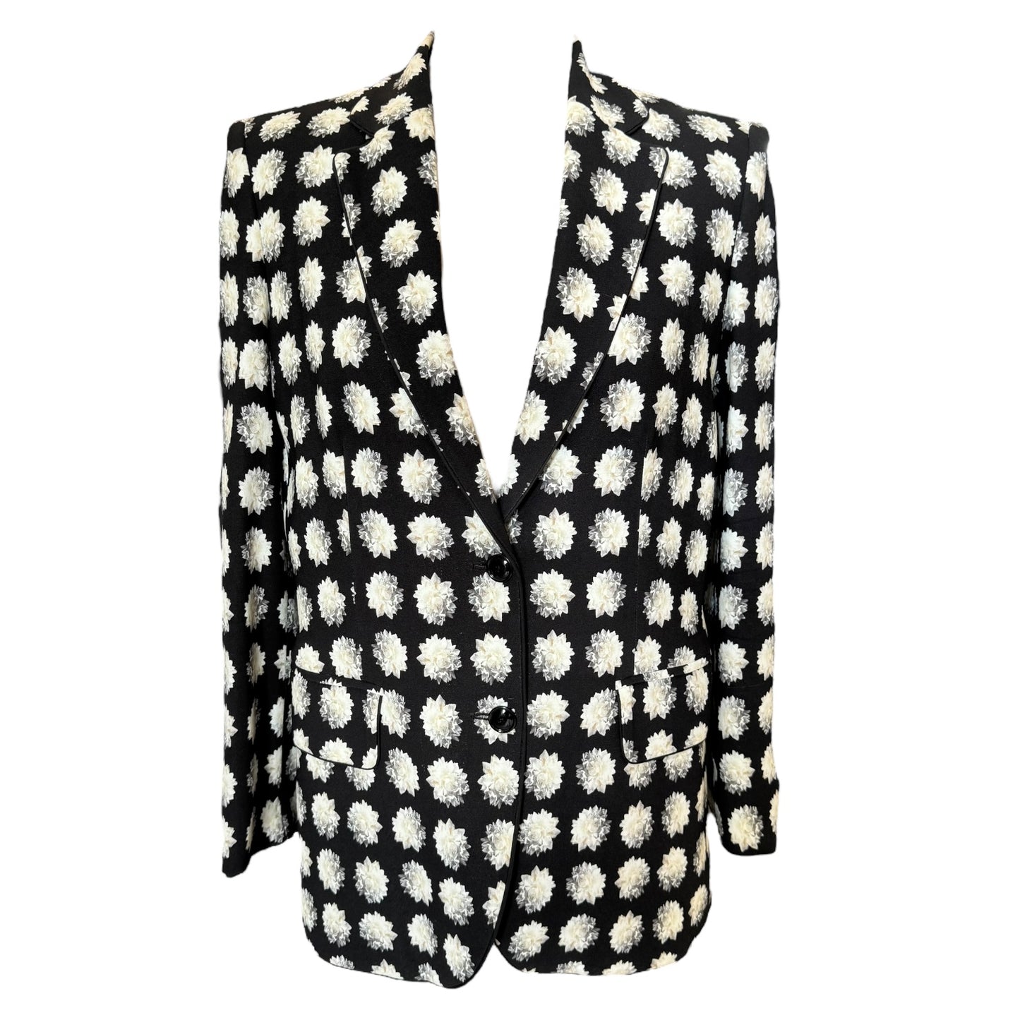 Max Mara Black and White Floral Blazer - 10