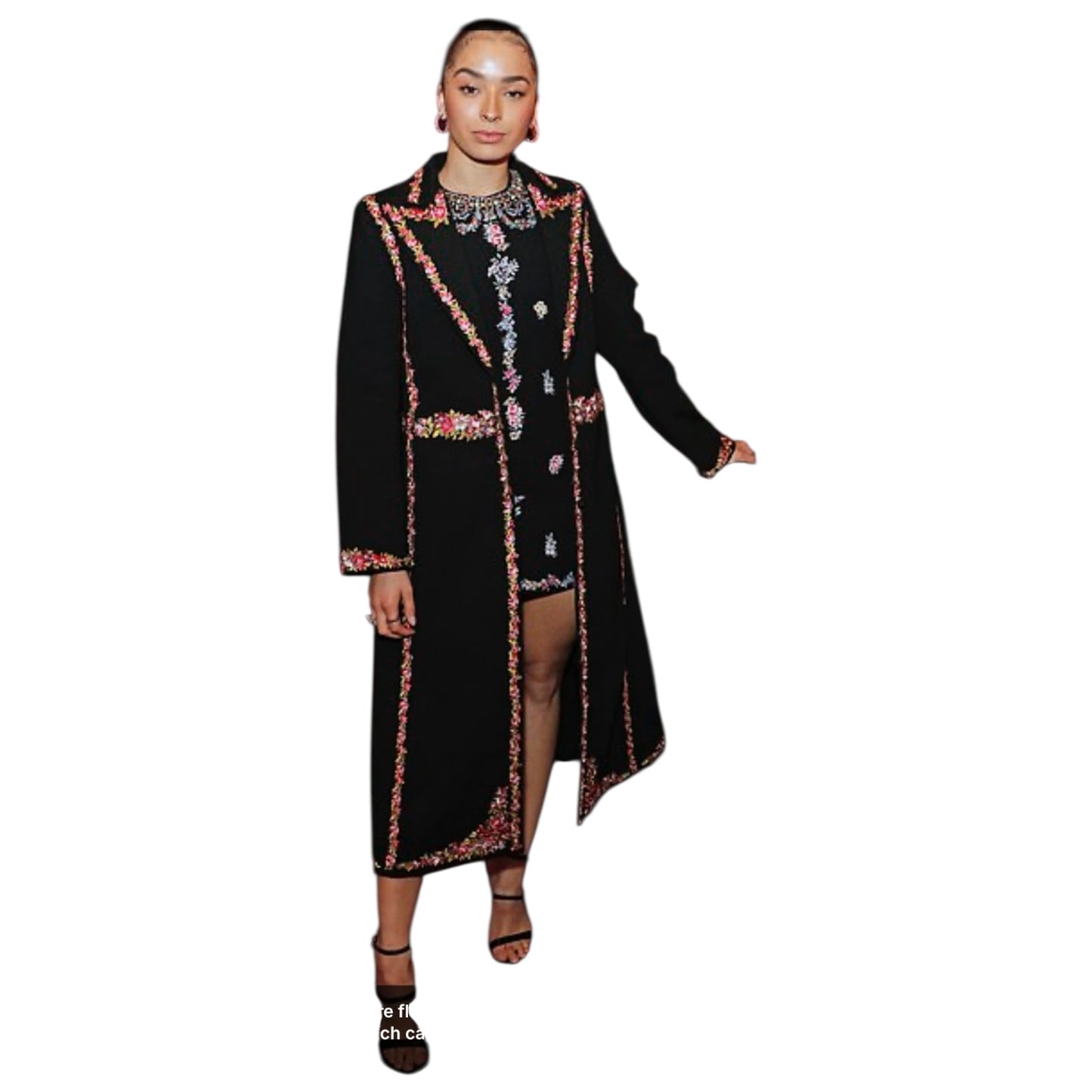 Giambattista Valli X H&M Black Coat with Floral Embroidery - 12