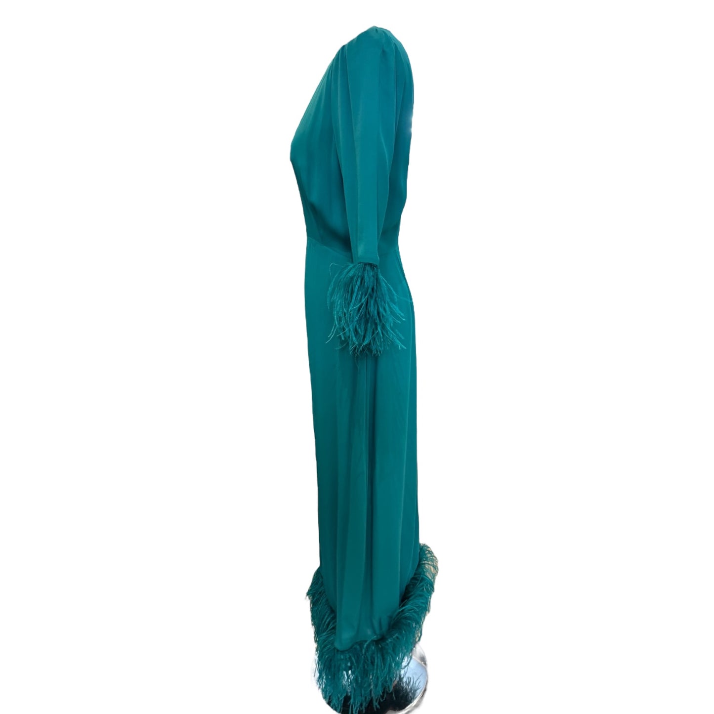 Mint Velvet Teal Dress with Feather Dress - 10
