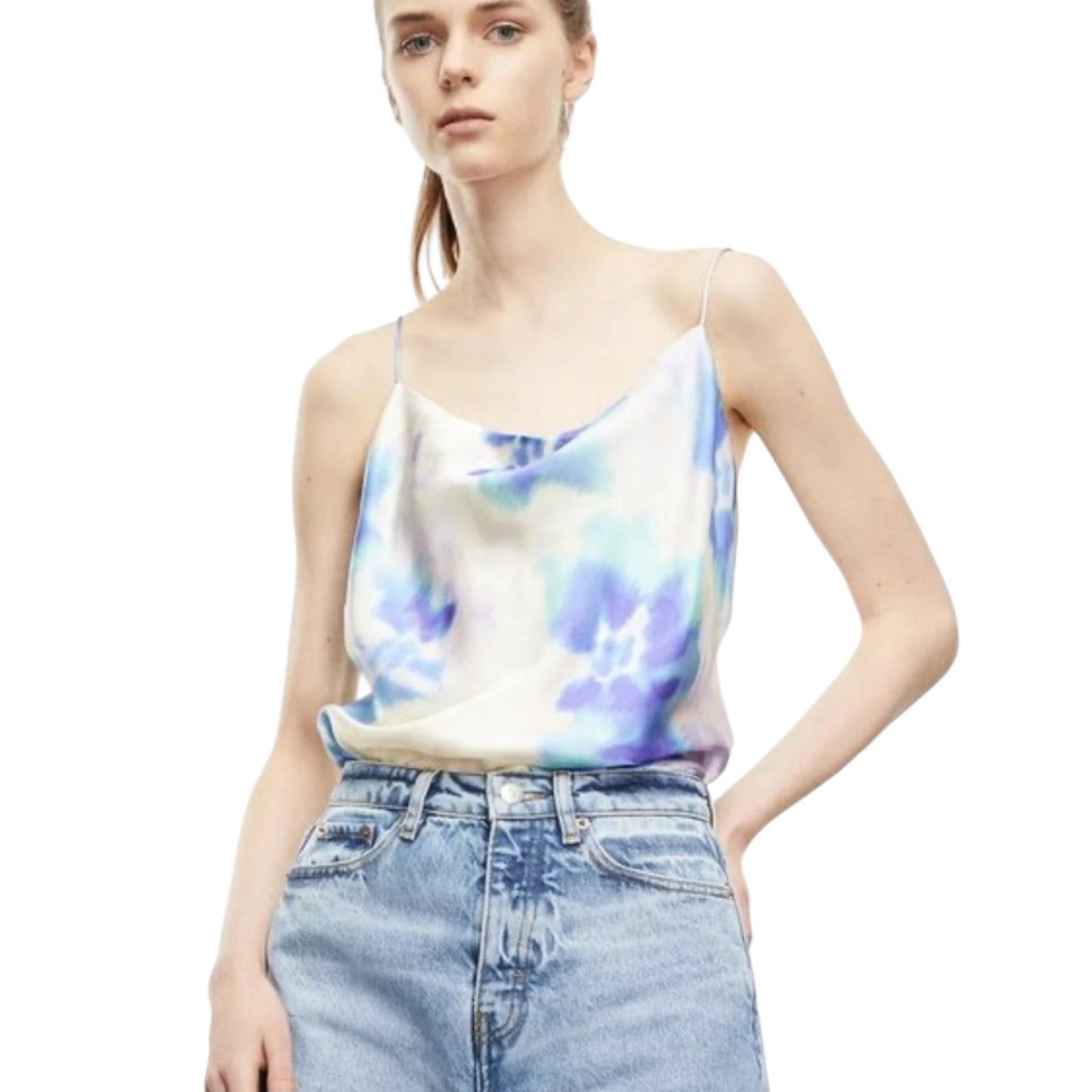 The Kooples Tie-Dye Open Back Silk Top - 12