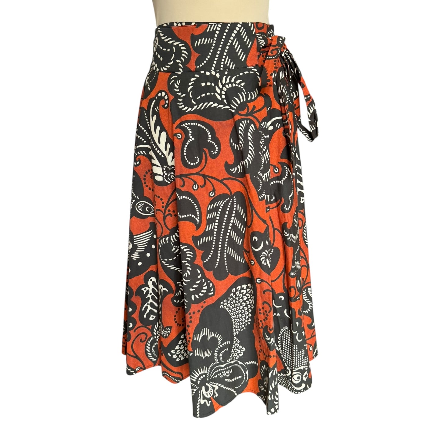 Icona 100% Cotton Brown and Black Print Skirt - 12 - NEW