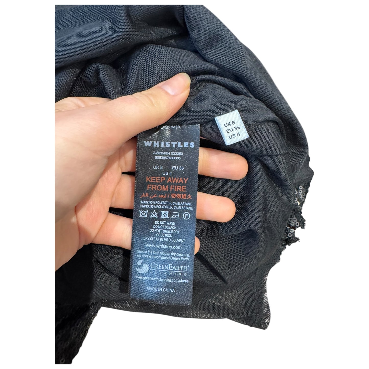 Whistles Black Sequin Wrap Dress - 10 - NEW