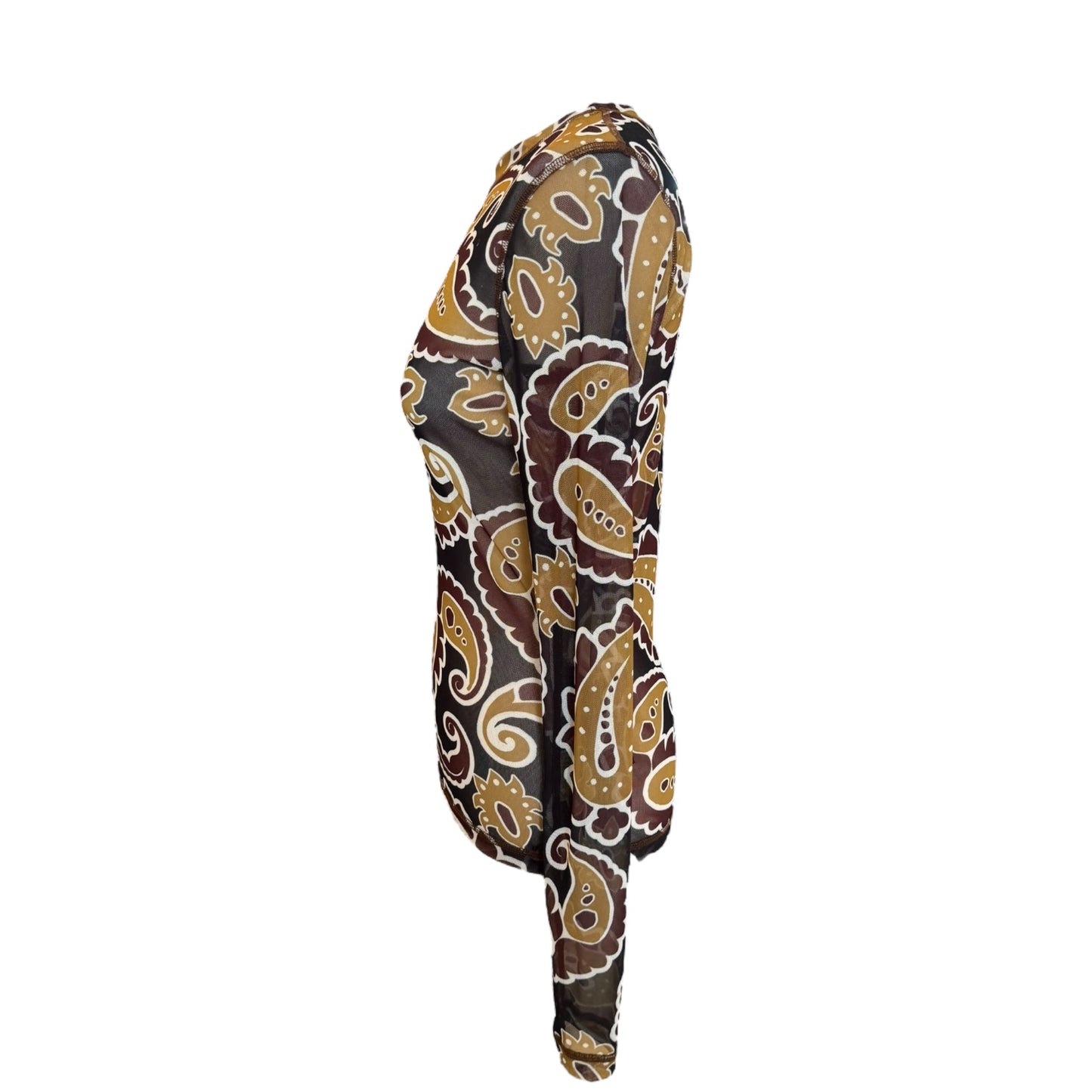JW Anderson Underpinning Brown Paisley Mesh Top - 10