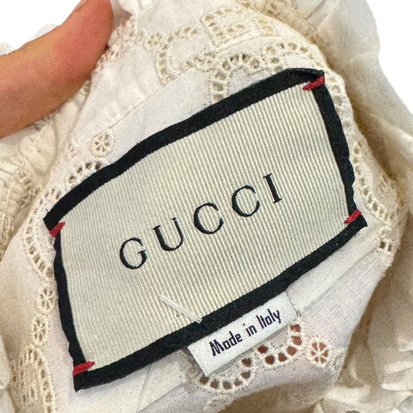 Gucci GG Broderie Anglaise Long Sleeve Blouse - 12