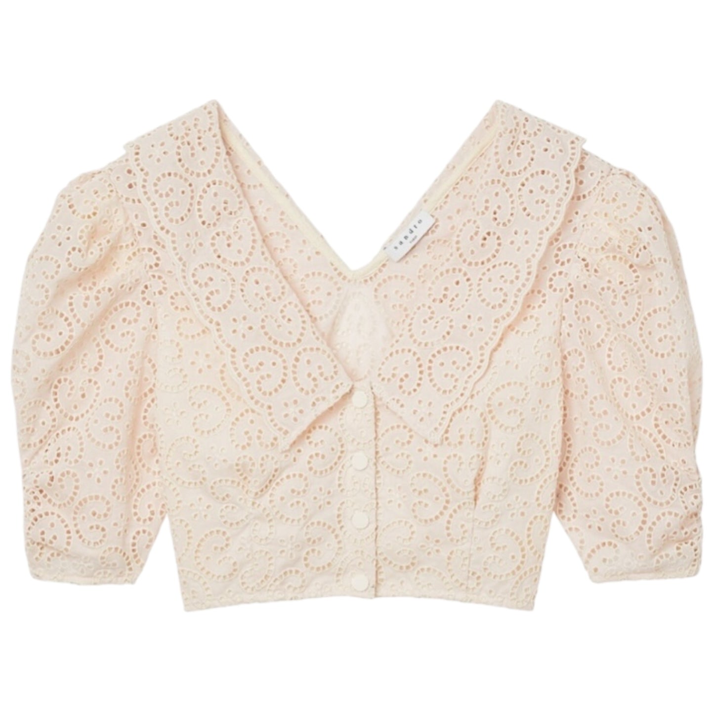 Sandro Cropped Broderie Anglaise Shirt - 10