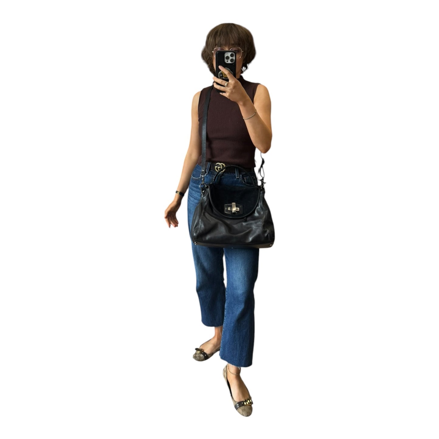 Abro Black Suede and Leather Bag