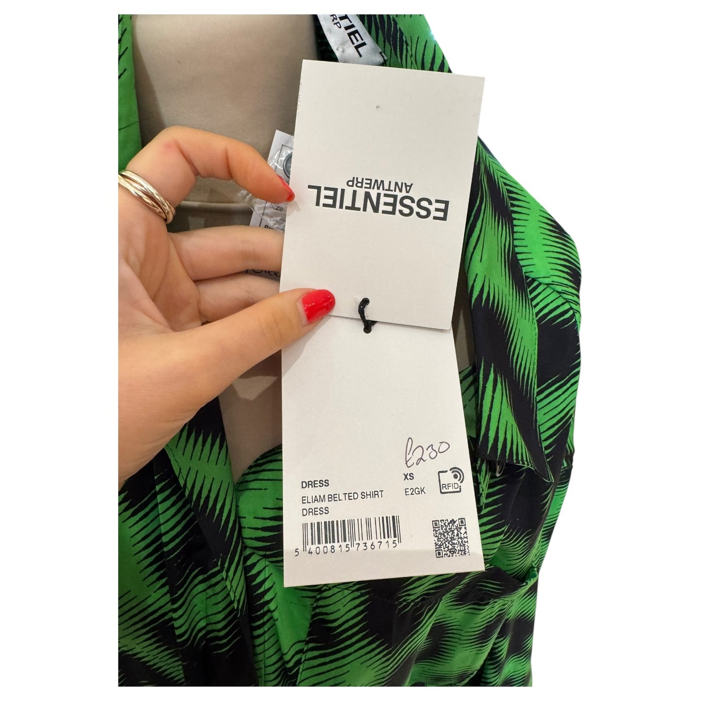 Essentiel Antwerp Eliam Green and Black Animal Print Dress - NEW - XS (Oversized)
