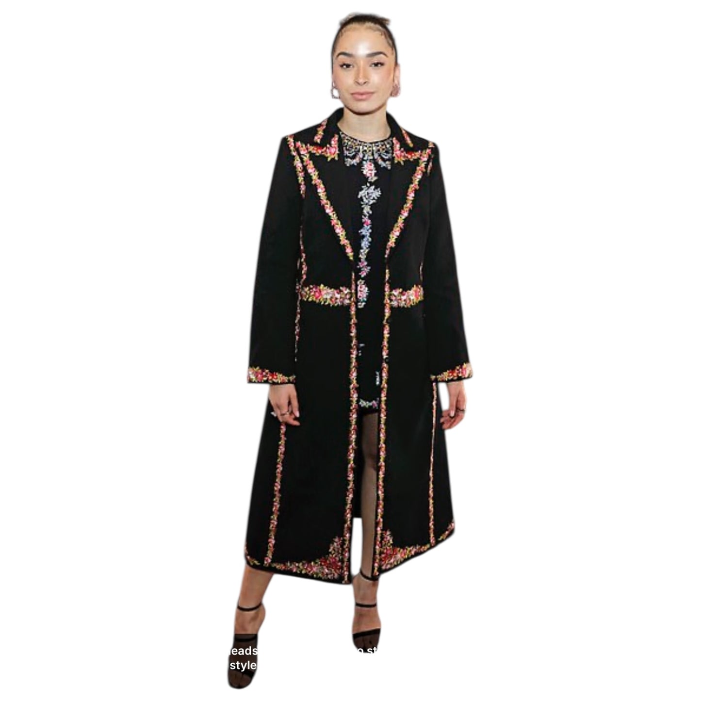 Giambattista Valli X H&M Black Coat with Floral Embroidery - 12