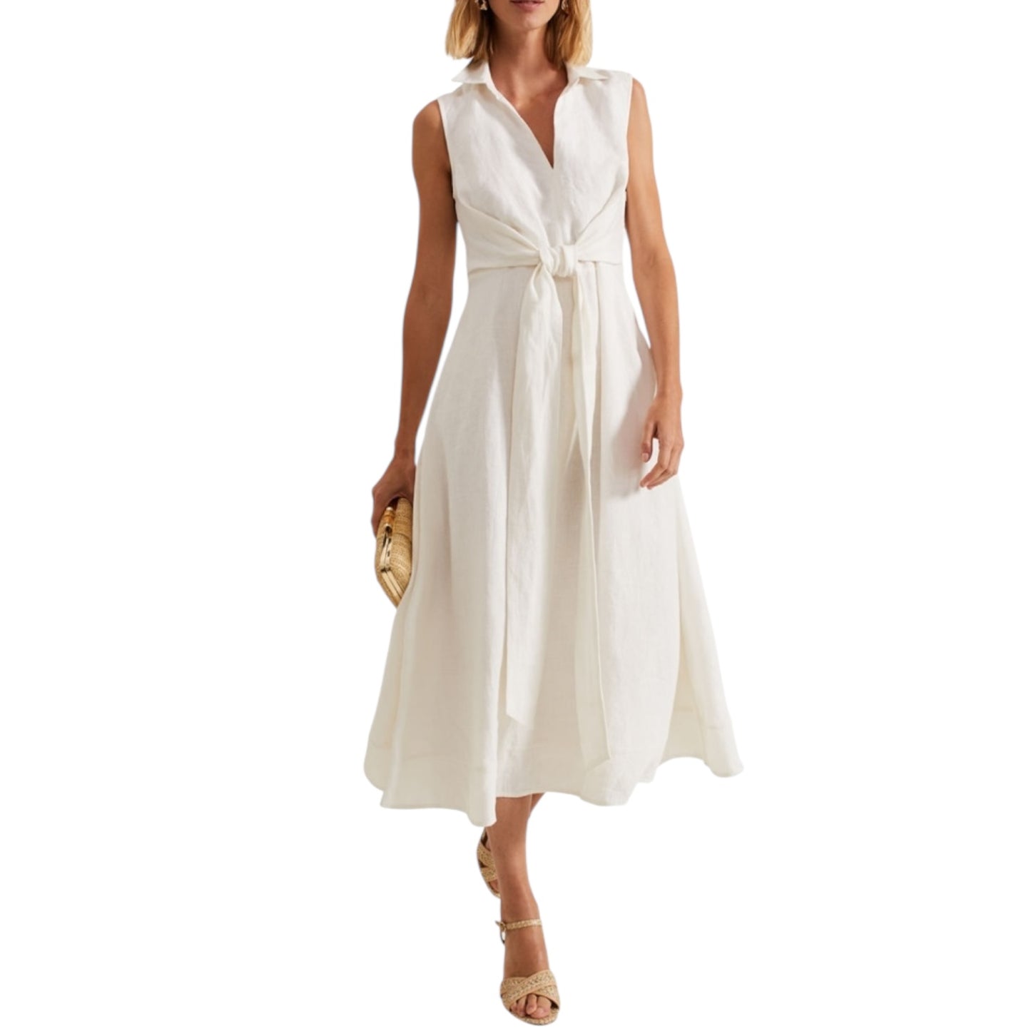 Phase Eight White Becky Midi Dress - 14 - NEW