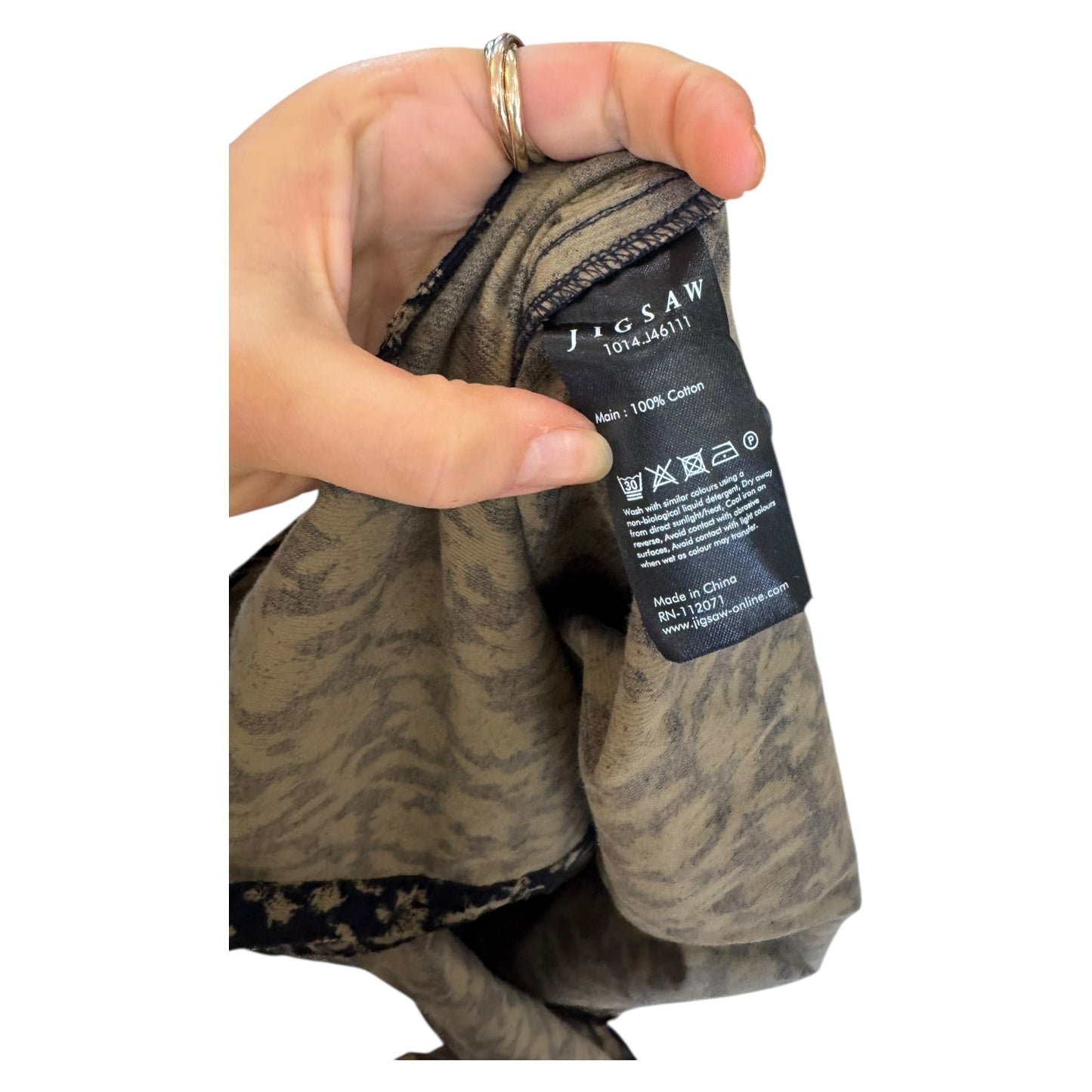 Jigsaw Black and Khaki Floral Cord Shirt - 10