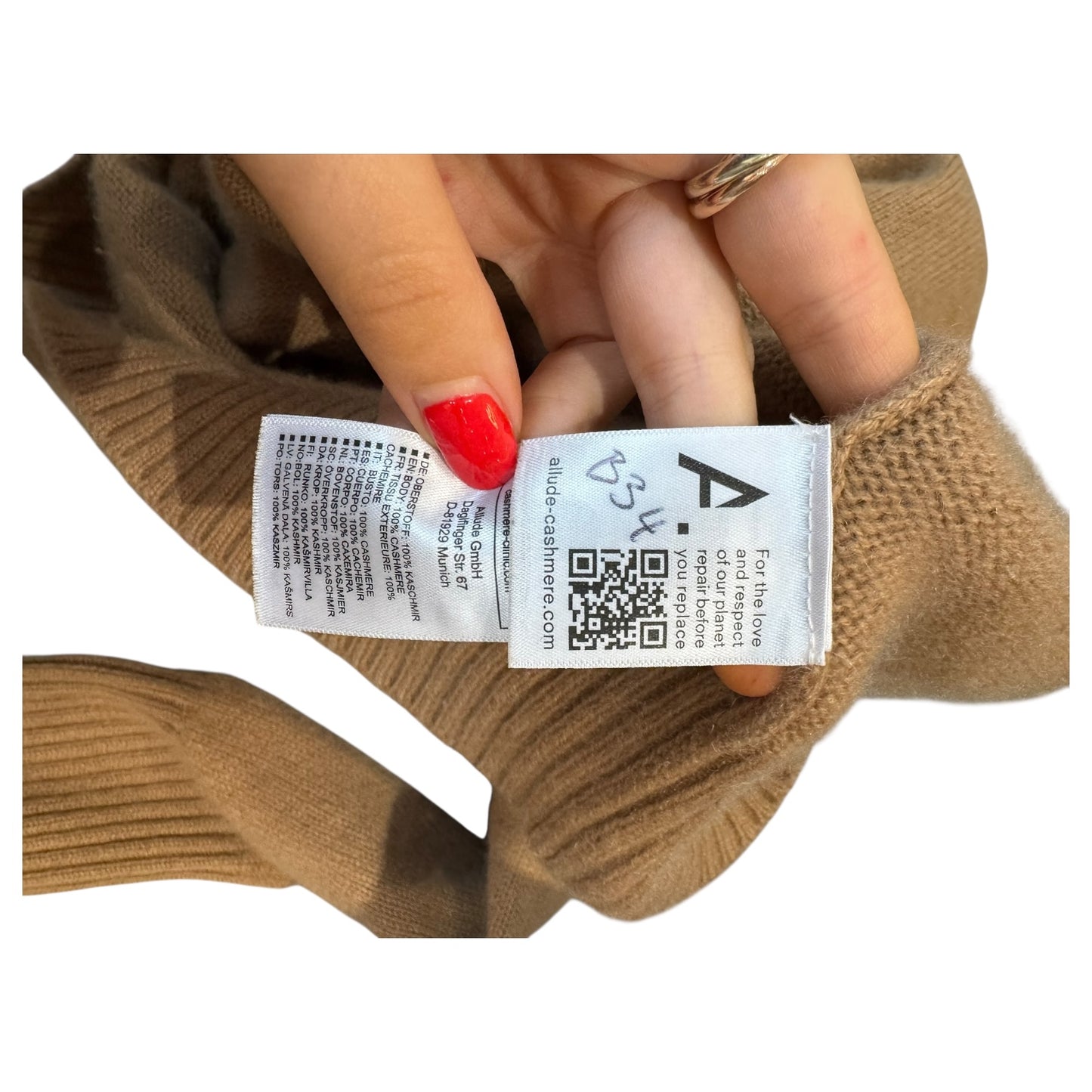 Allude Cashmere Camel Jumper - 12 - NEW