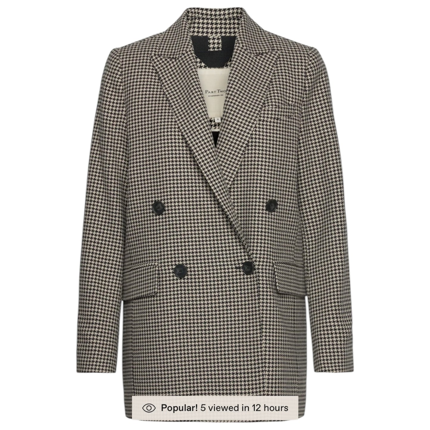 Part Two SonjaPW Black and Cream Houndstooth Blazer - 8