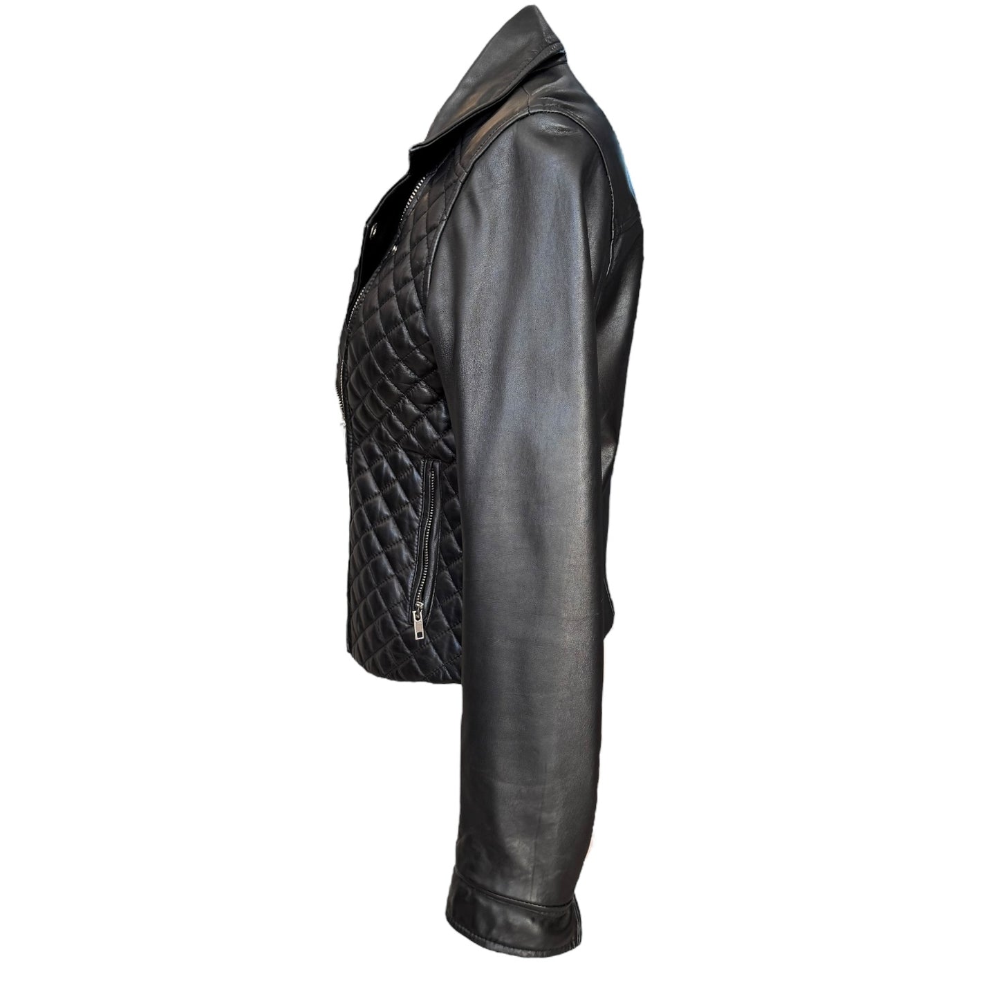 Claudie Pierlot Quilted Black Leather Jacket - 10