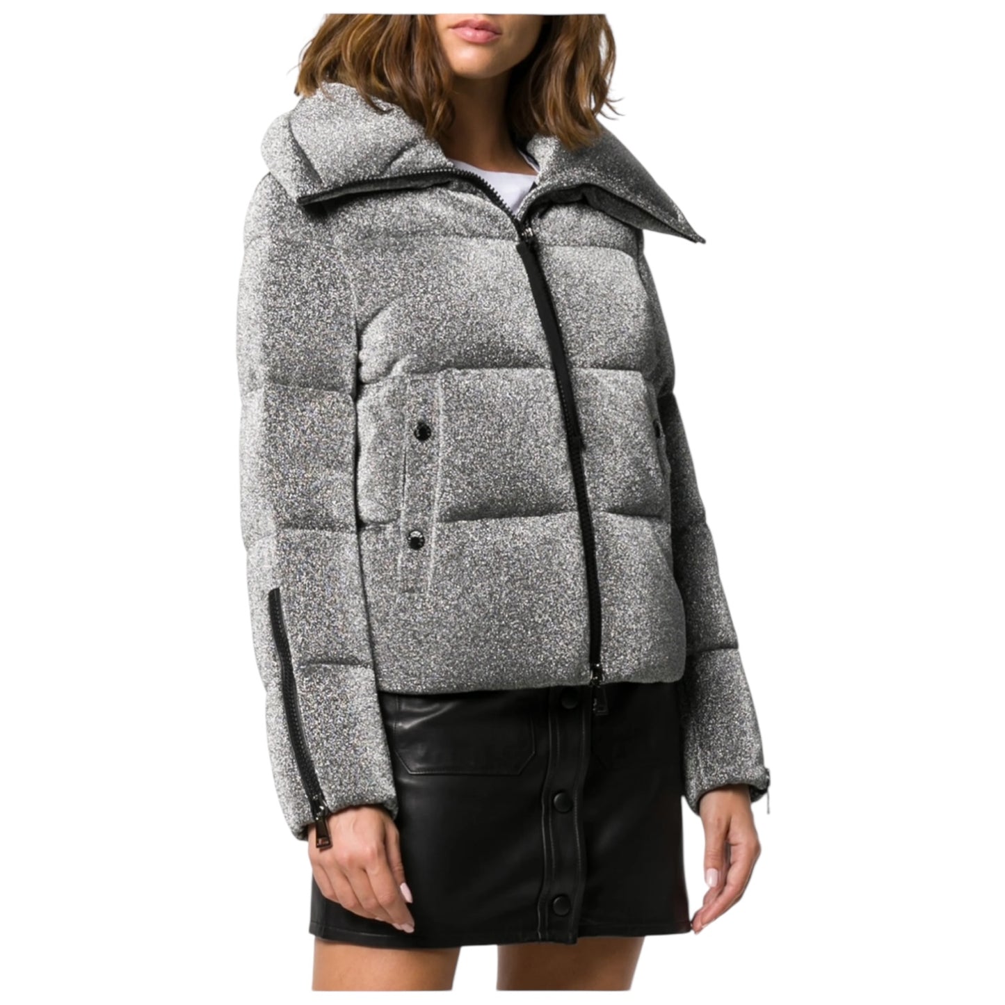 Moncler Bandama Silver Glitter Puffer Jacket - 8