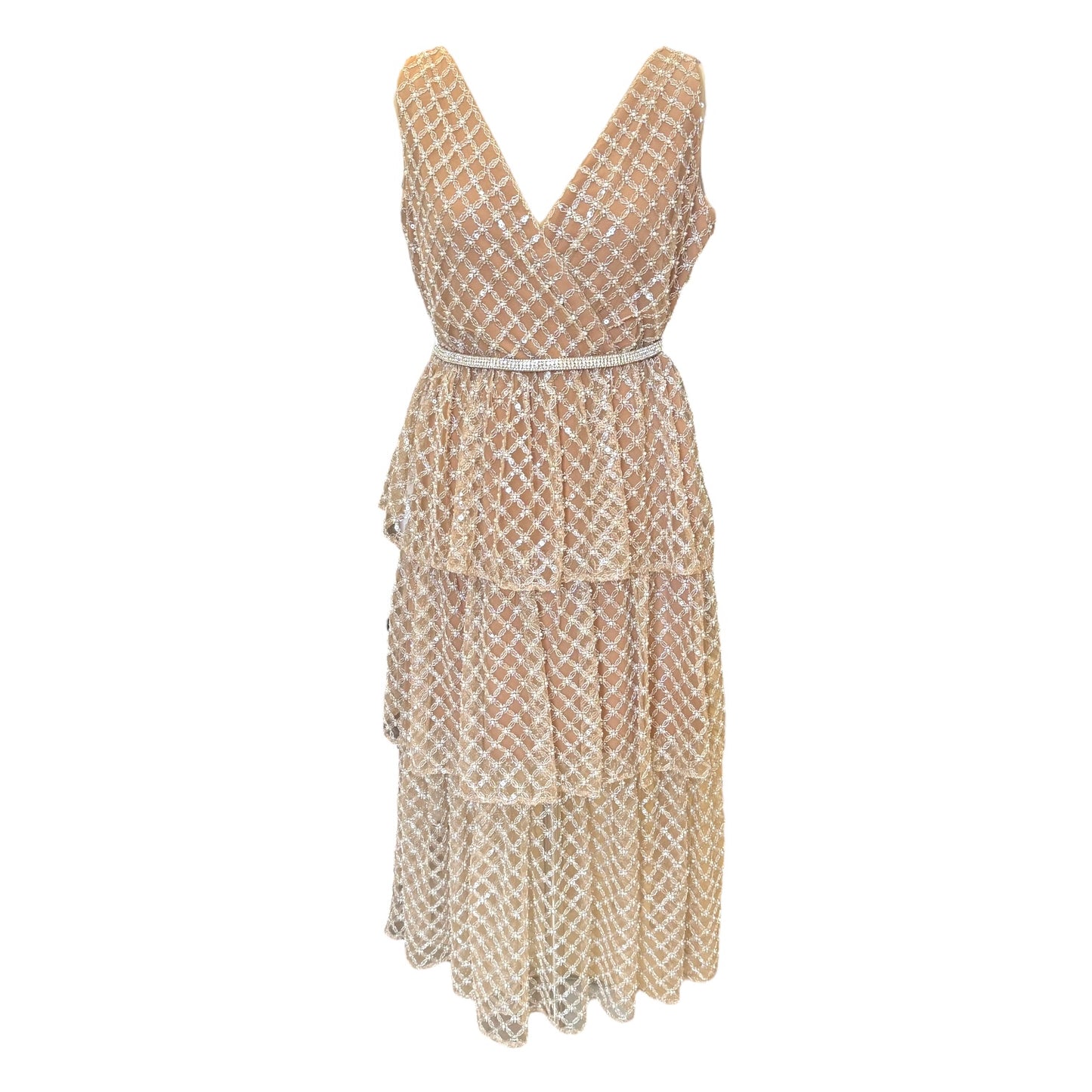 Self-Portrait Grid Tiered Midi Dress - 12
