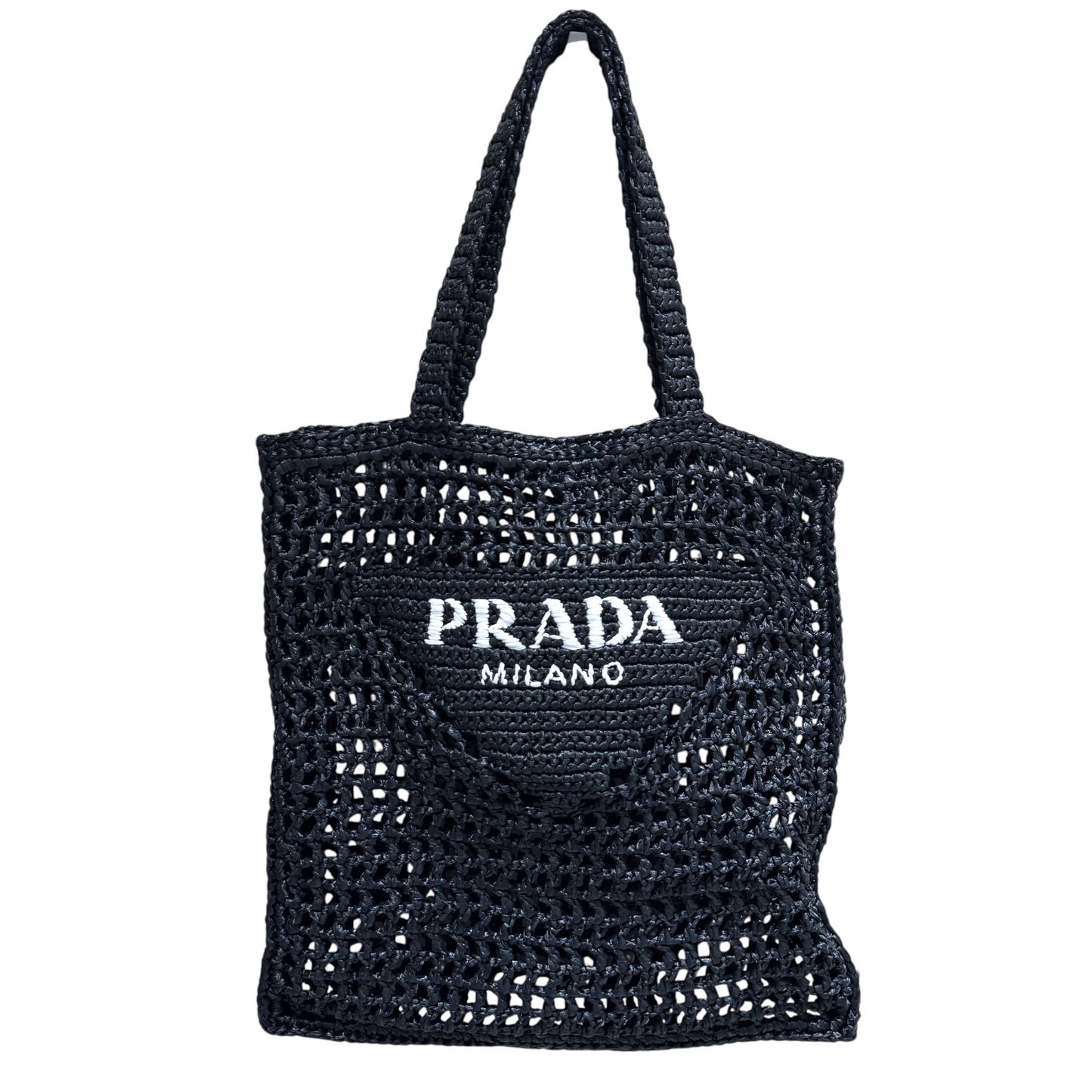Prada Black Raffia Tote Bag