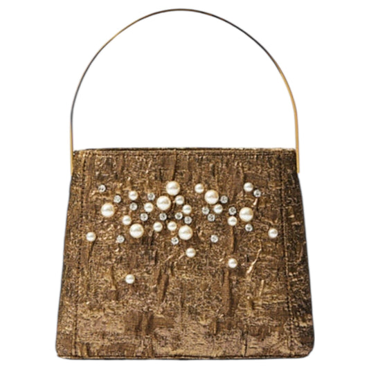 & Other Stories Gold Jacquard and Diamante Bag