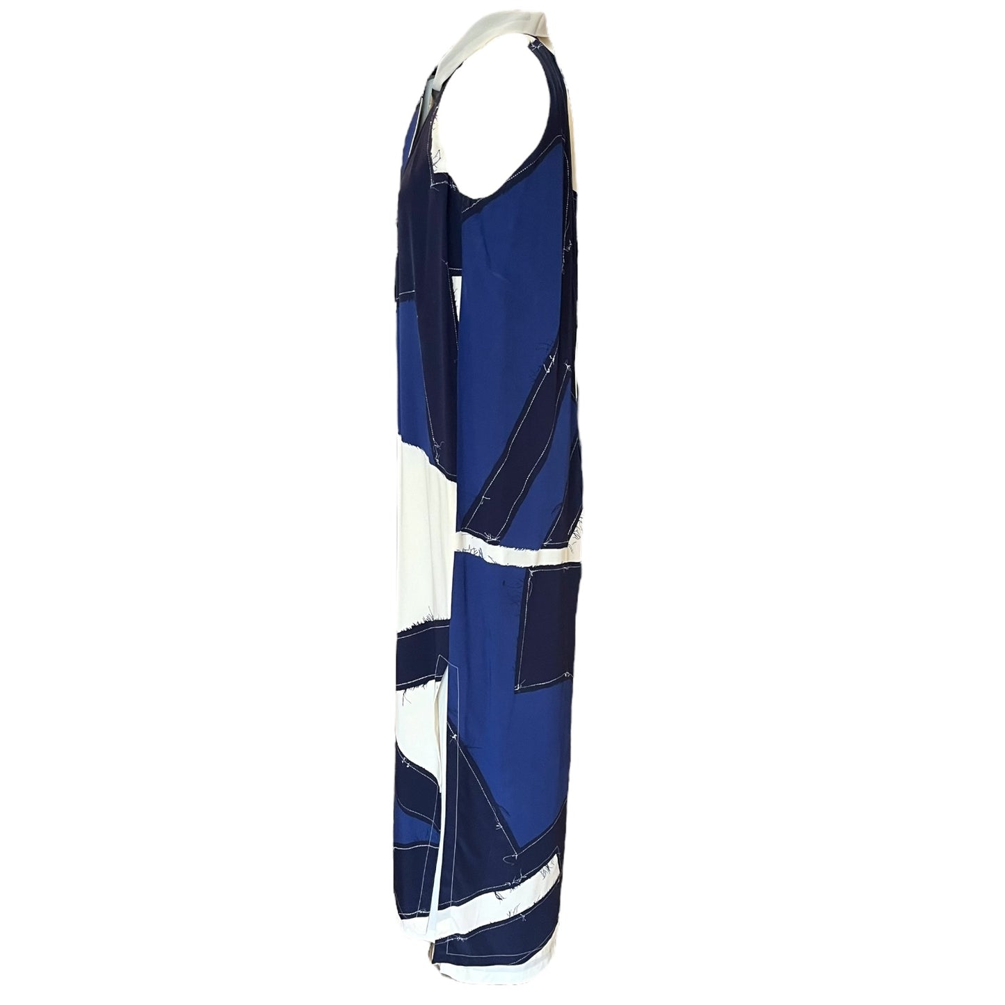 Max Mara Blue and White Silk Dress - 12