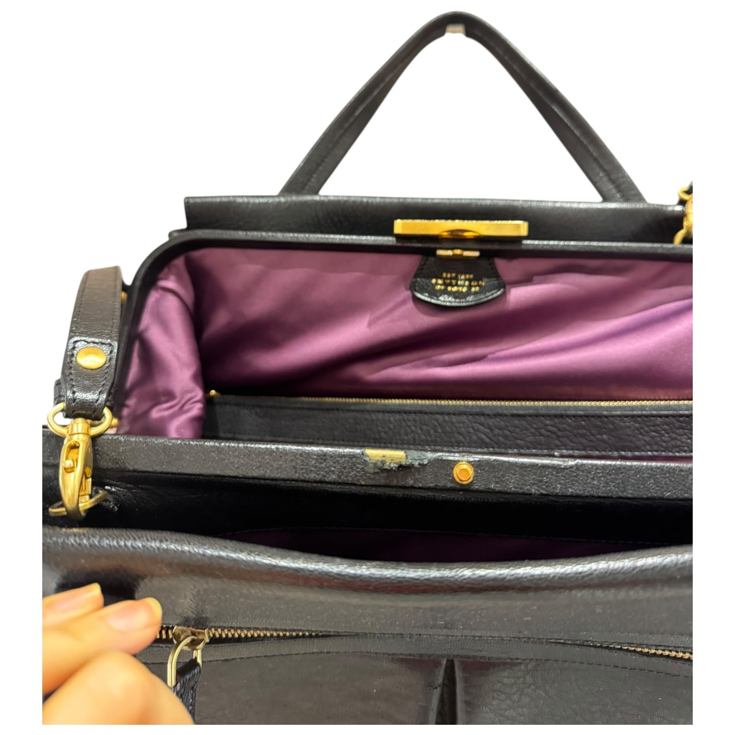 Smythson Black Leather Bag