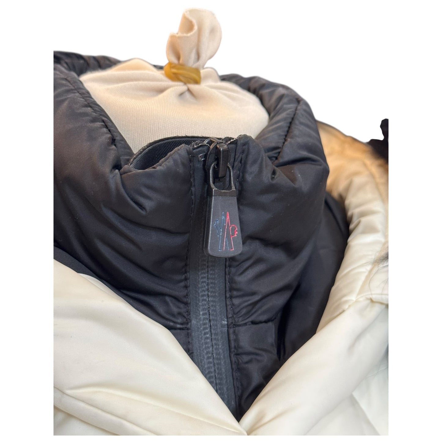 Moncler Grenoble Beverley Quilted Shell Jacket Cream and Black Trim - 8