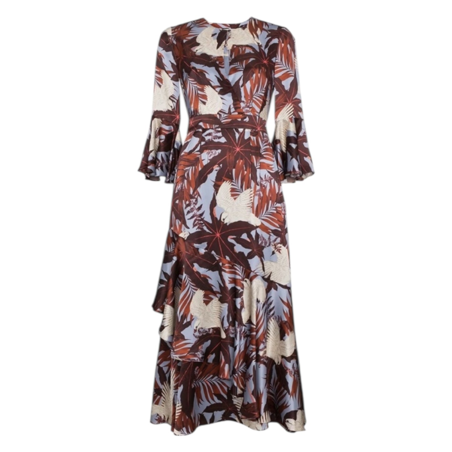 Erdem Blue and Burgundy Florence Silk Dress - 12