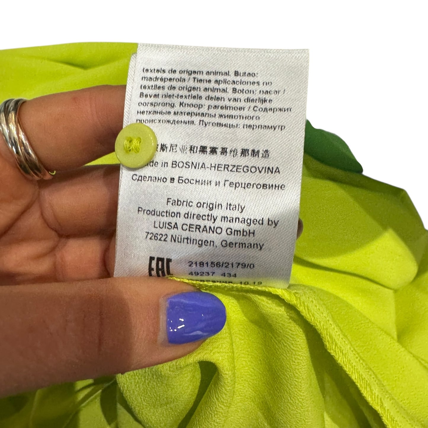 Luisa Cerano Green Silk Blend Top - 14 - NEW