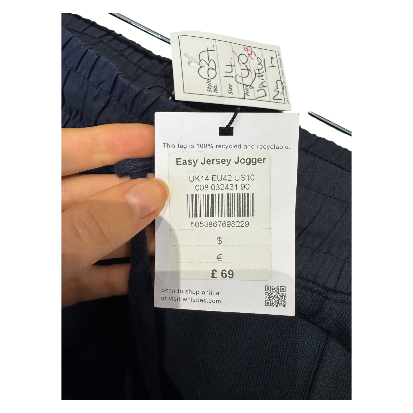 Whistles Navy Easy Jersey Jogger - 14 - NEW