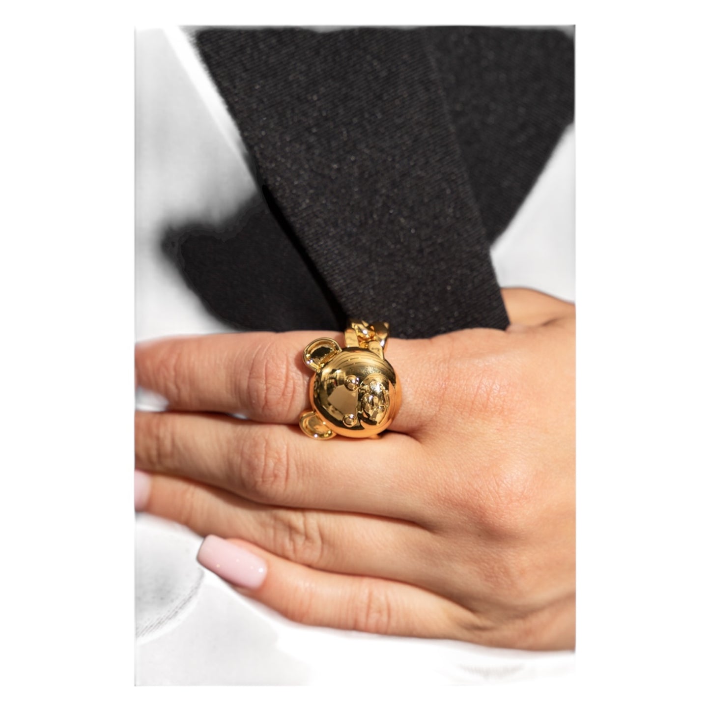 Moschino Teddy Bear Chain Link Ring - M