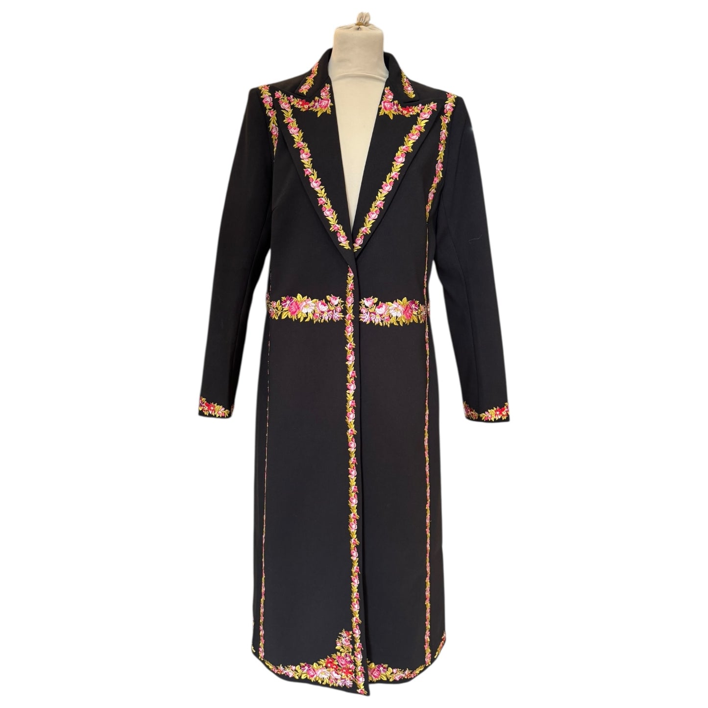Giambattista Valli X H&M Black Coat with Floral Embroidery - 12