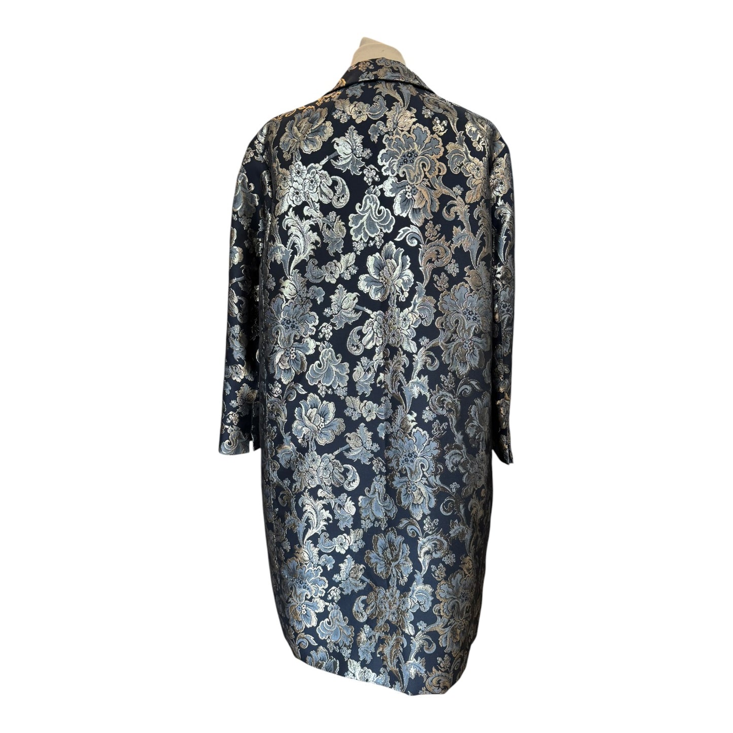 'S Max Mara Navy Brocade Coat - 12