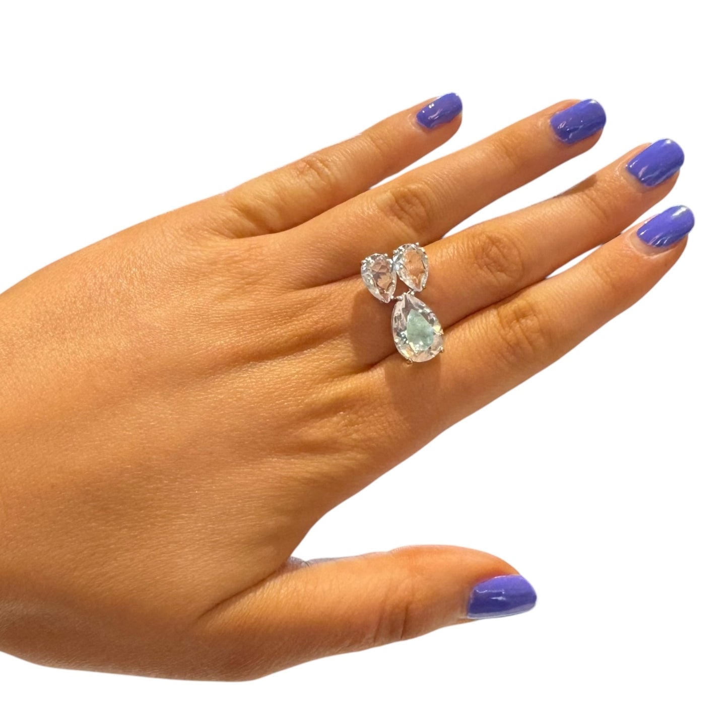 Swarovski Millenia Cocktail Ring with Pear Cut Crystals - Size 52