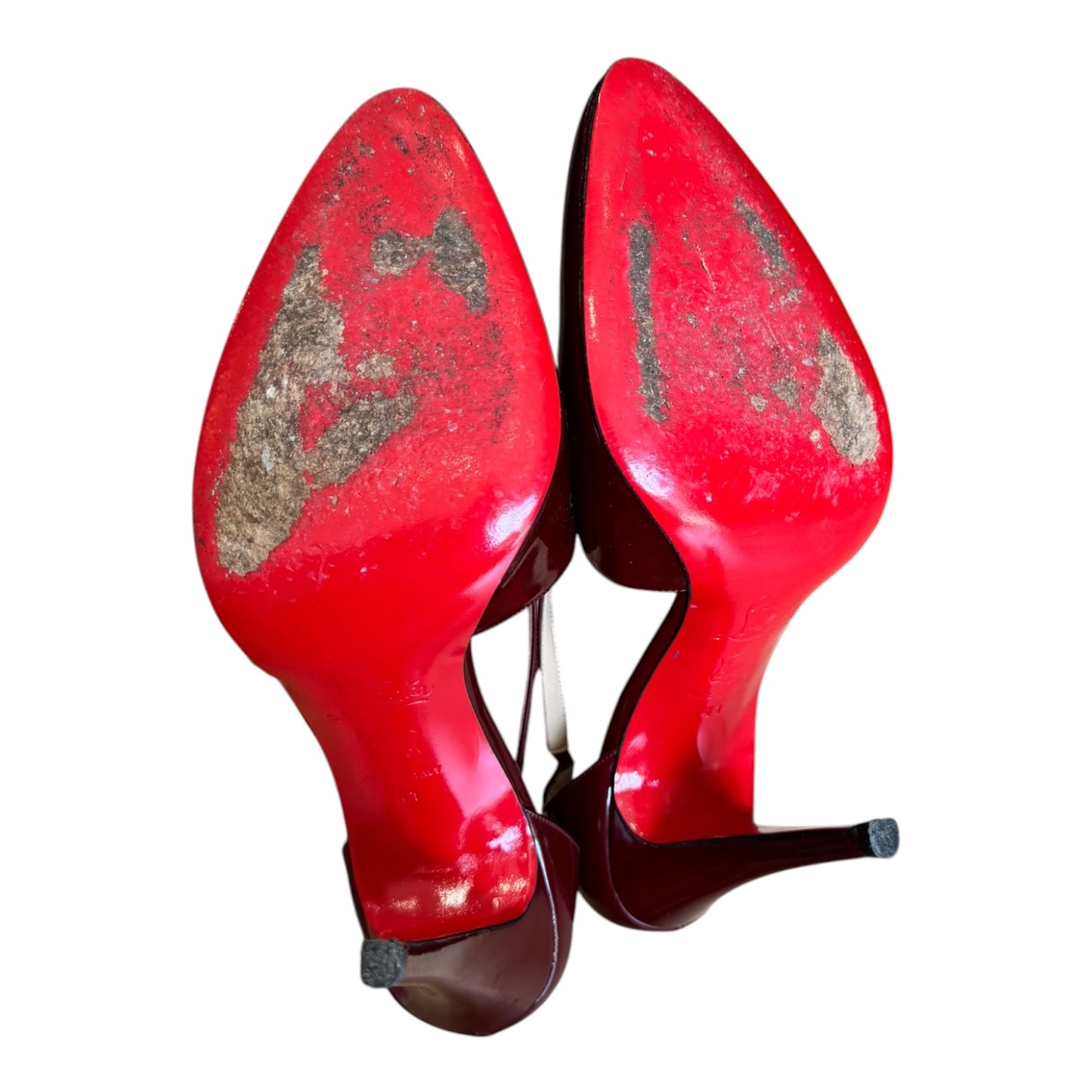 Christian Louboutin Triclo 100 Patent Burgundy Heels - 41 / 8