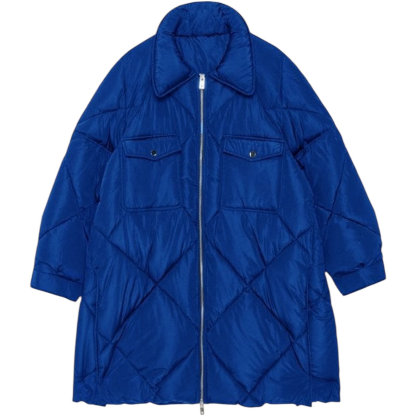 Otto D'Ame Royal Blue Quilted Duvet Coat - 10 (oversized)