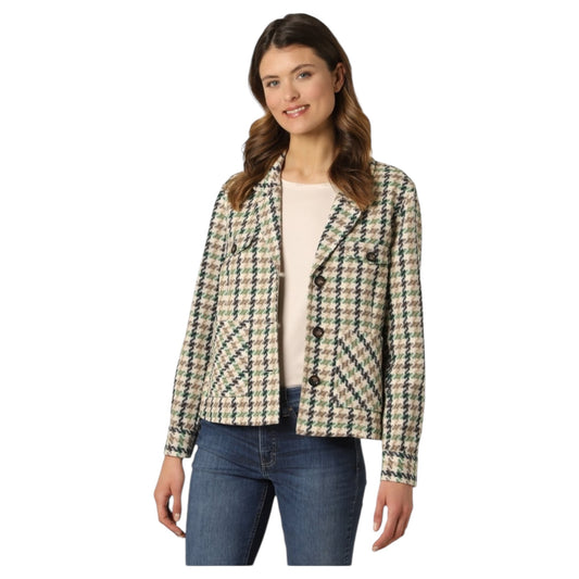 Mos Mosh Cree Duster Jacket in Cream and Green - 16