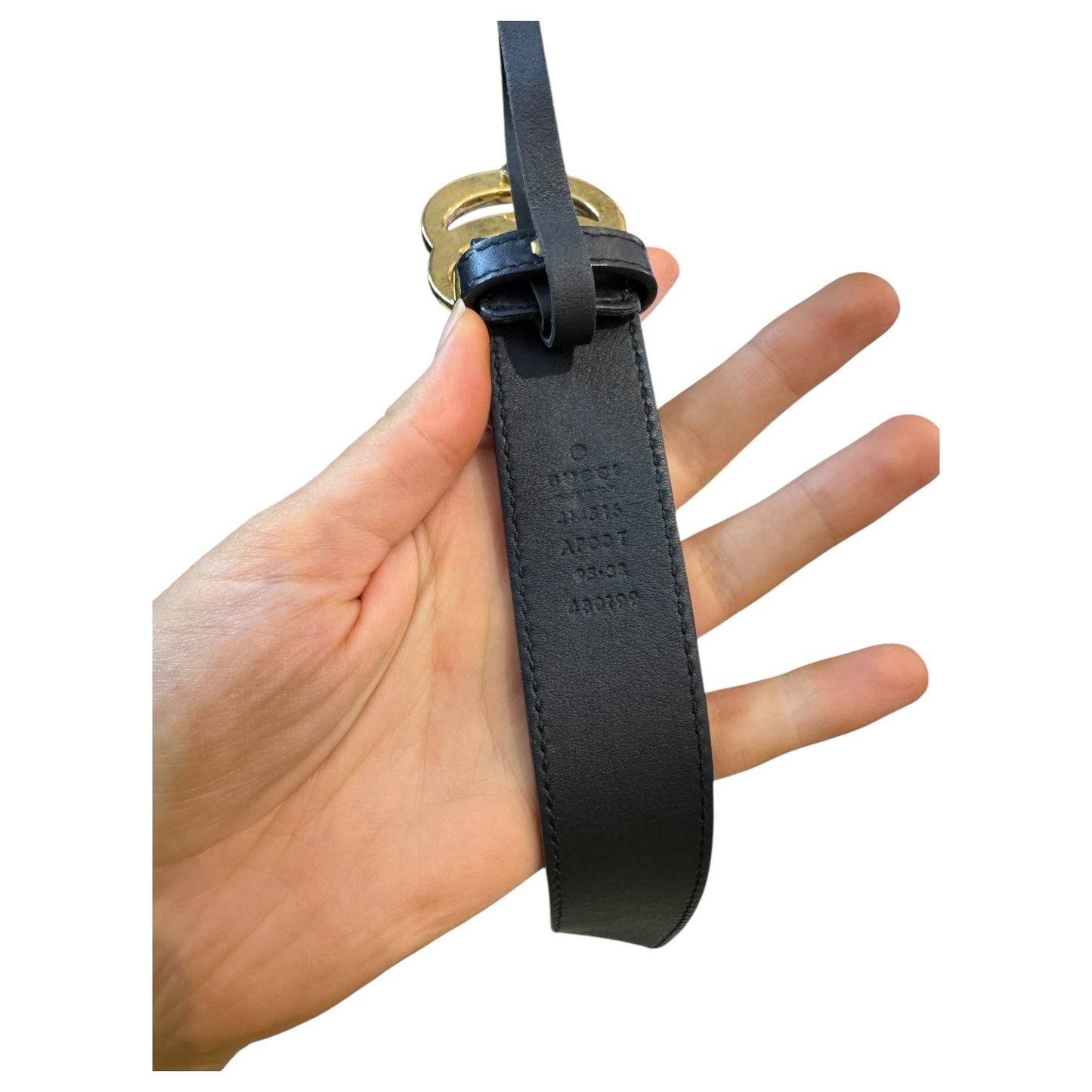 Gucci Black and Gold Double G Buckle Belt