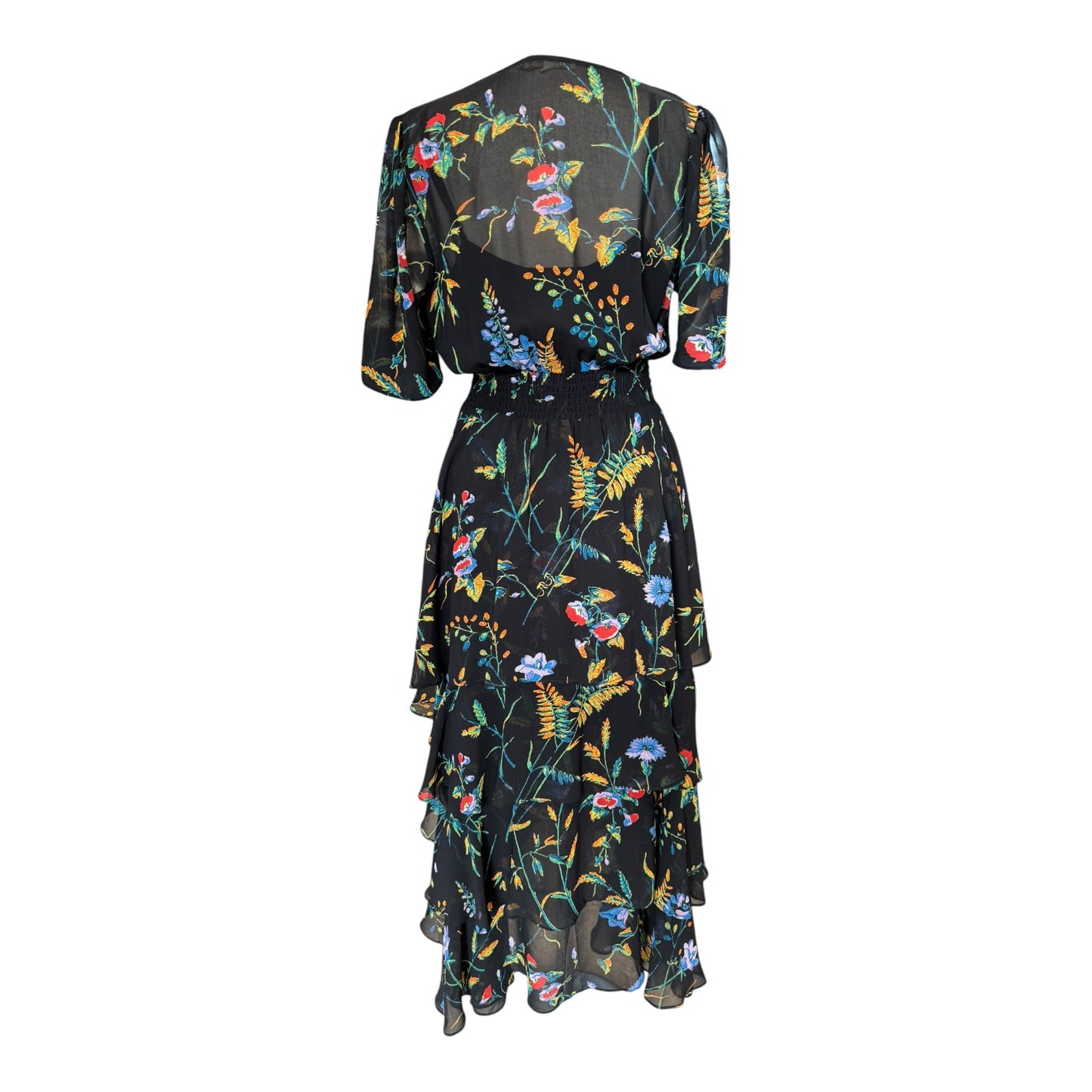 Maje Printed Maxi Dress with Ruffles - 10