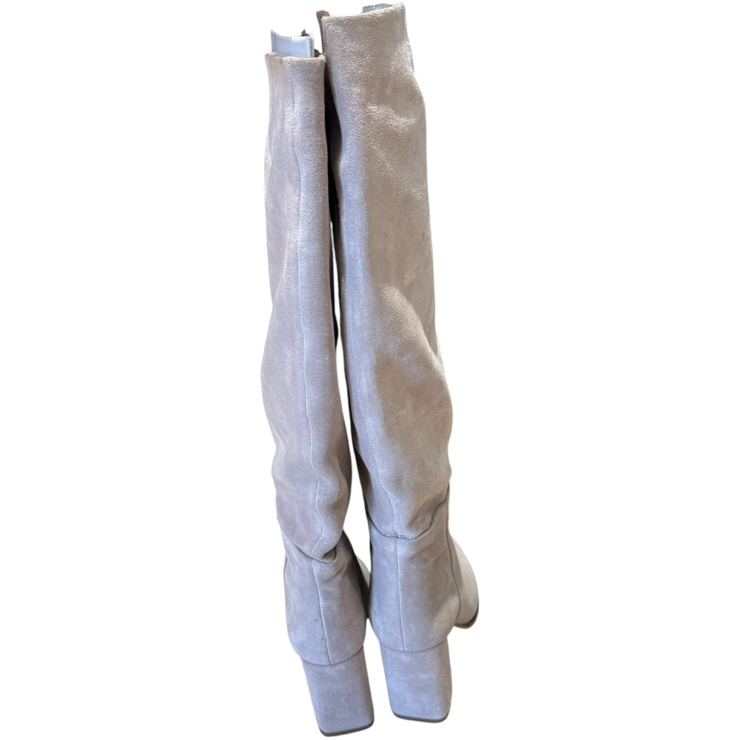 Sosandar Stone Suede Block Heel Knee High Boot - 5 - NEW