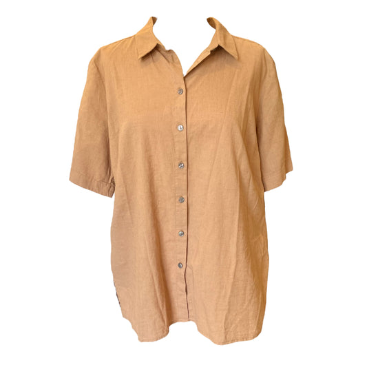 Milano Coffee Linen and Cotton Shirt - 12/14 - NEW