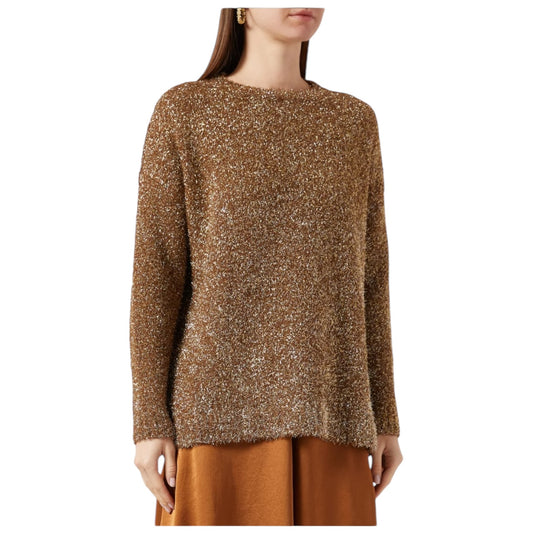 Weekend Max Mara Brown Gold Sparkly Rio Sweater - 12/14