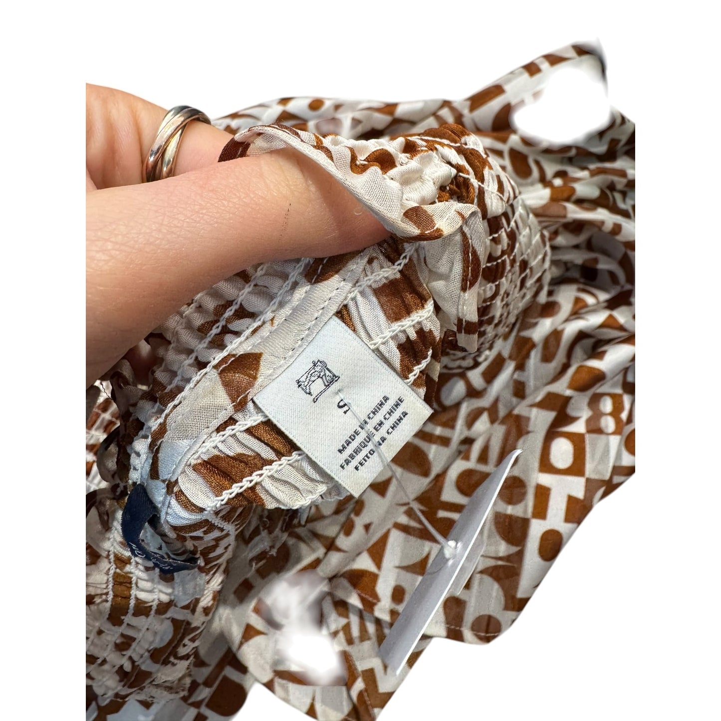 Scotch and Soda Tan Cream Patterned Blouse - 10/12