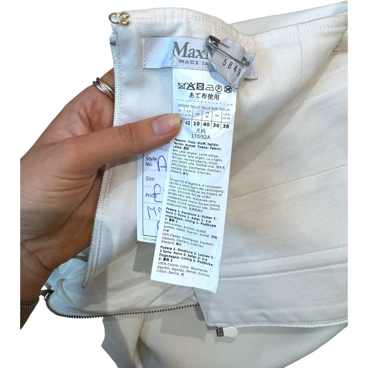 Max Mara Cream Strapless Dress - 10
