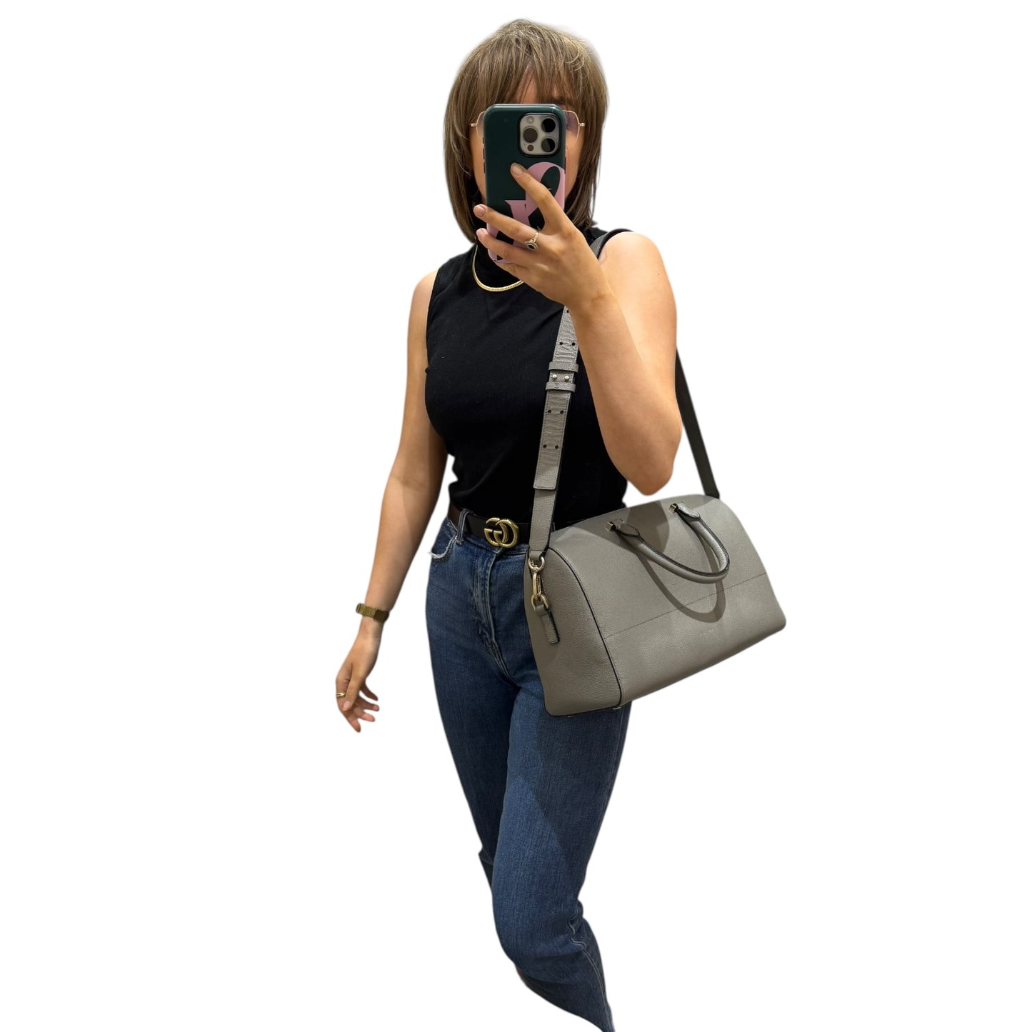 Jigsaw Grey Leather Bag
