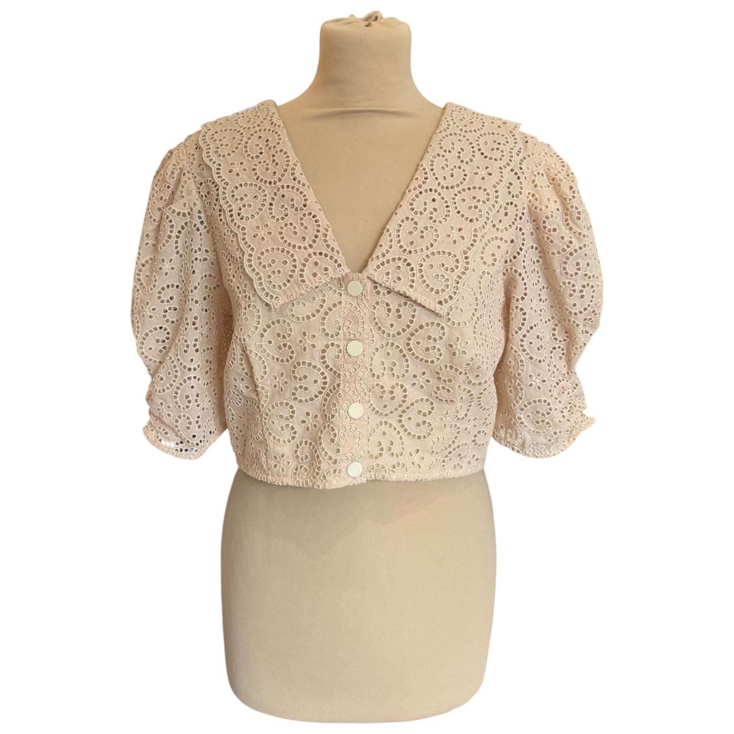 Sandro Cropped Broderie Anglaise Shirt - 10
