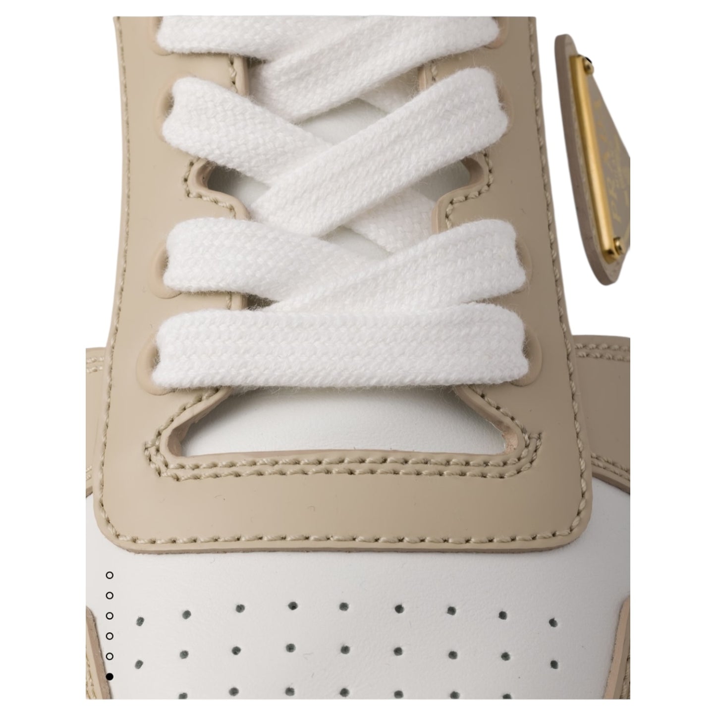 Prada Downtown Bold Leather Sneakers in Desert Beige and White - 39 / 6