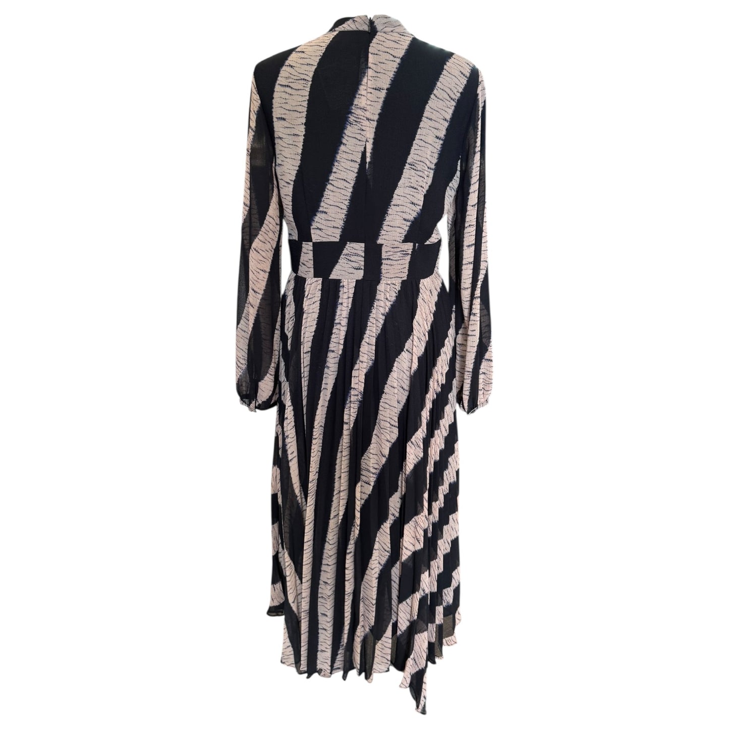 Whistles Shibori Print Pleated Dress in Navy and Pale Pink - 10 - NEW