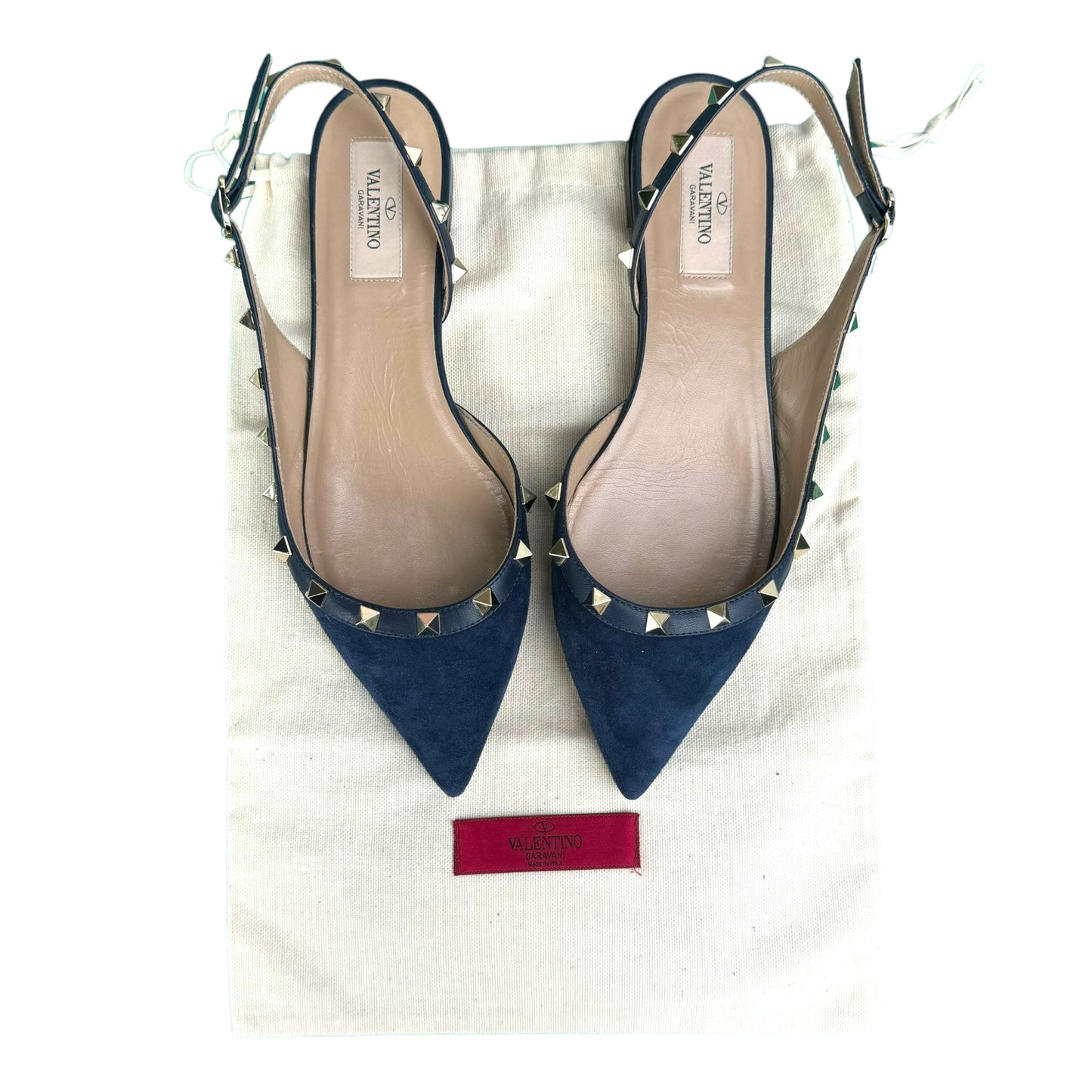Valentino Blue Suede Slingback Flats - 37.5 / 4.5